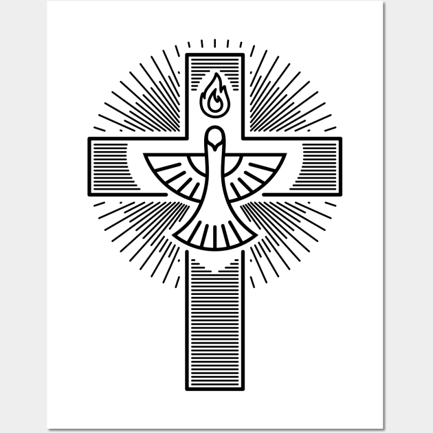 Christian cross and dove - a symbol of the Spirit Wall Art by Reformer